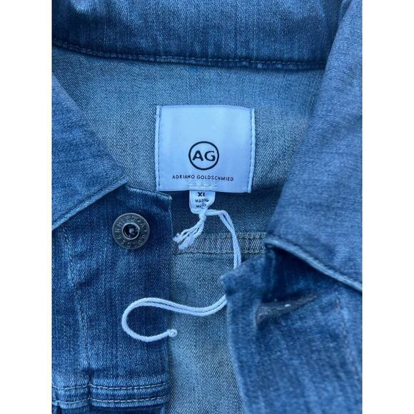 AG Adriano Goldschmidt Cropped Trucker denim Jacket - XL - retail $285 BZ - Picture 2 of 3